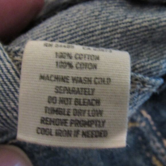 American Eagle Jean Jacket Womens Petite Small Distressed Denim Trucker Western - Picture 6 of 6